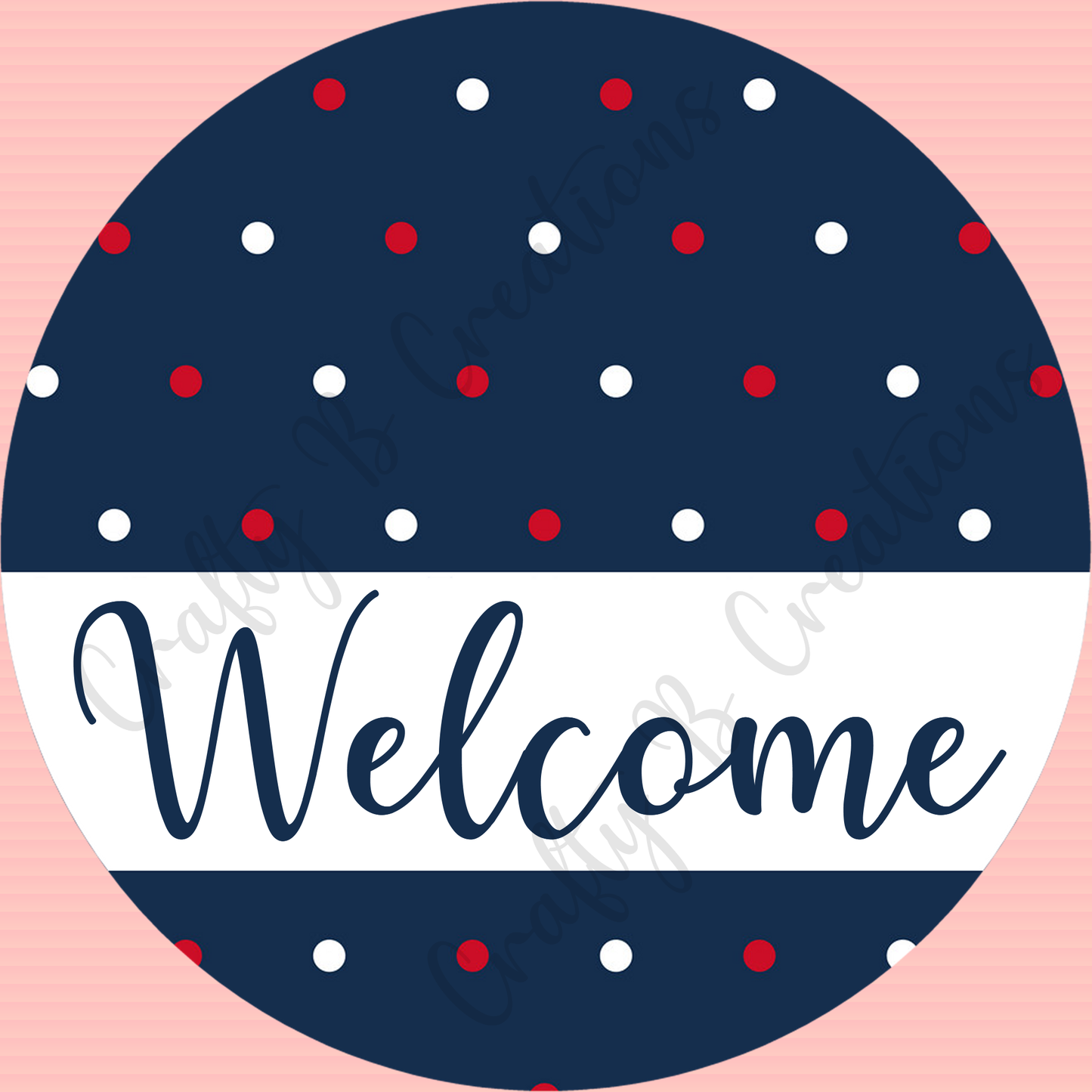 Blue, Red & White Polka Welcome - PNG FILE DIGITAL DOWNLOAD