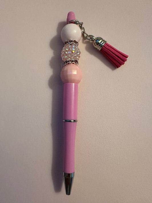 Ink Pen - Beaded Pink Tassel