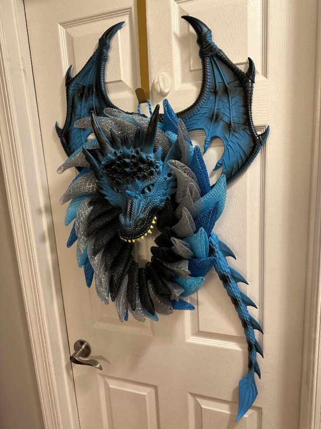 Wreath - Dragon Blue, Black & Silver