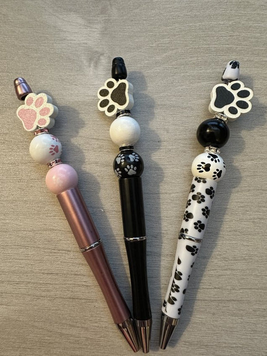 Assorted Ink Pens - Beaded Doggy Paw - Each Sold Separately