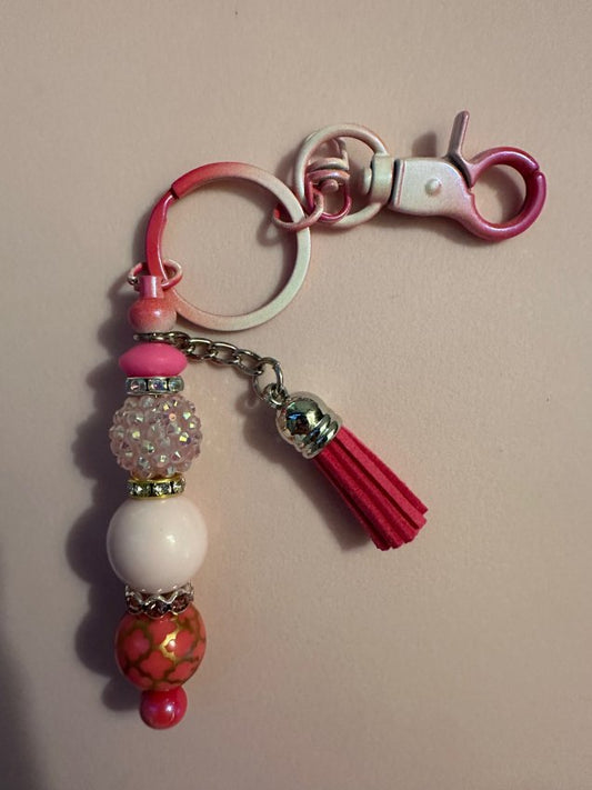 Keychain - Beaded Pink Tassel