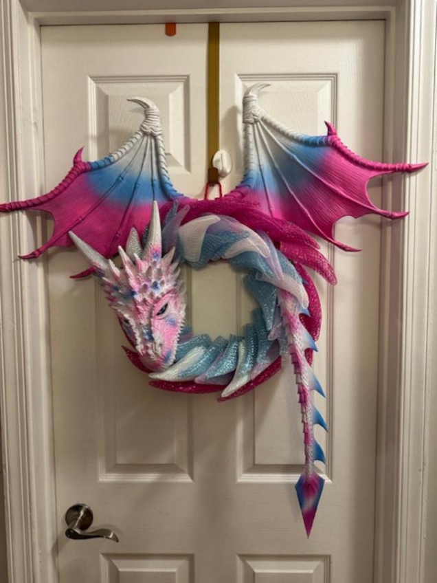 Wreath - Dragon Pink, Blue & White