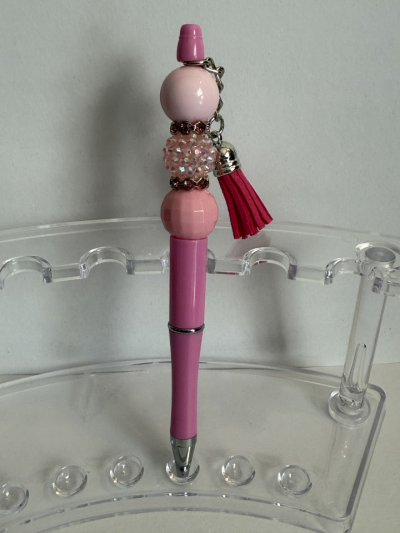 Ink Pen - Beaded Pink Tassel