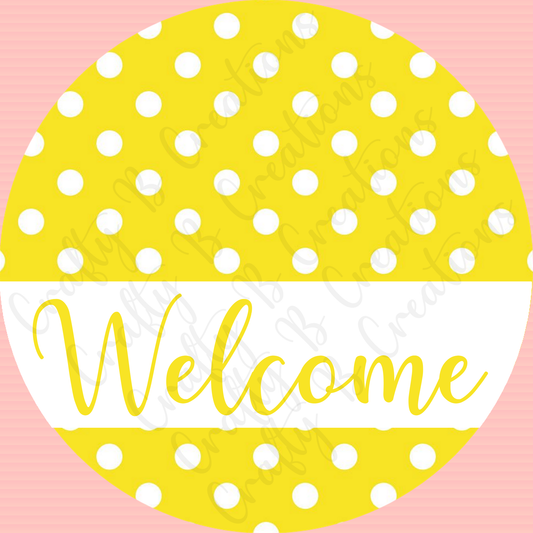 Yellow & White Polka Dot Welcome - PNG FILE DIGITAL DOWNLOAD