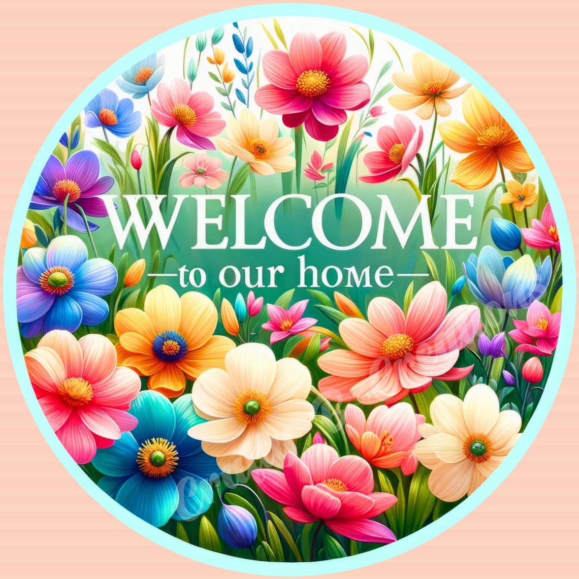 10" Welcome to Our Home with Colorful Flowers Sign