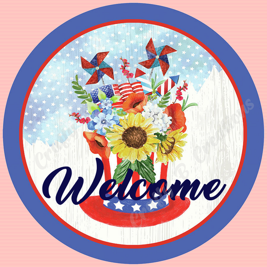 Independence Hat & Flowers Welcome - PNG FILE DIGITAL DOWNLOAD