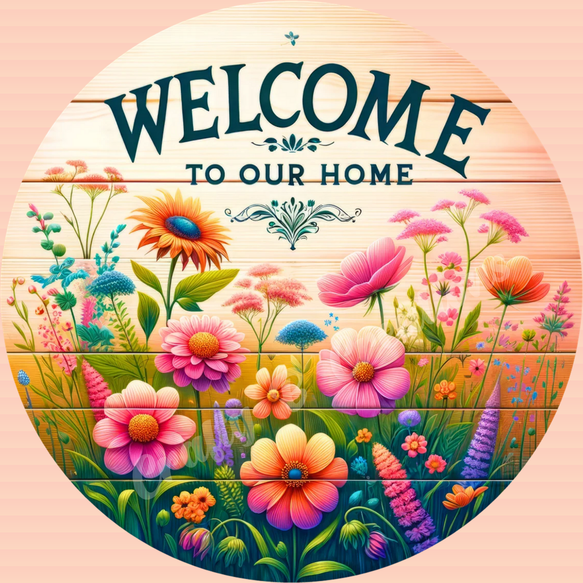 10" Welcome to Our Home with Flowers Sign