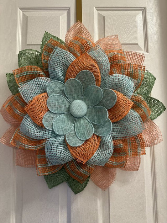 Wreath-Flower Petal Teal & Orange