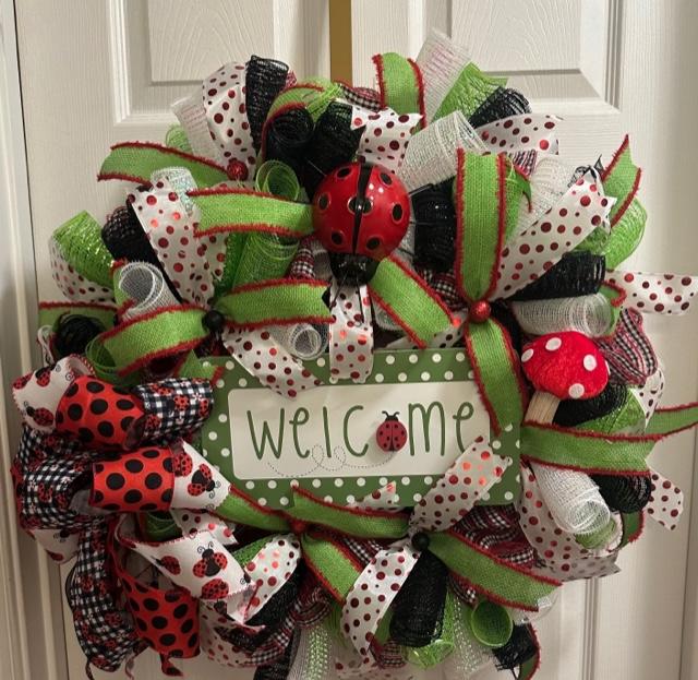 Wreath- Ladybug Welcome 24"