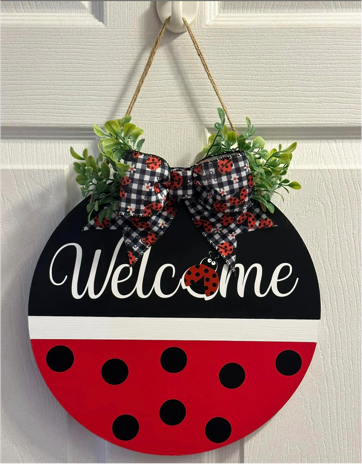 Ladybug Wood Door Hanger